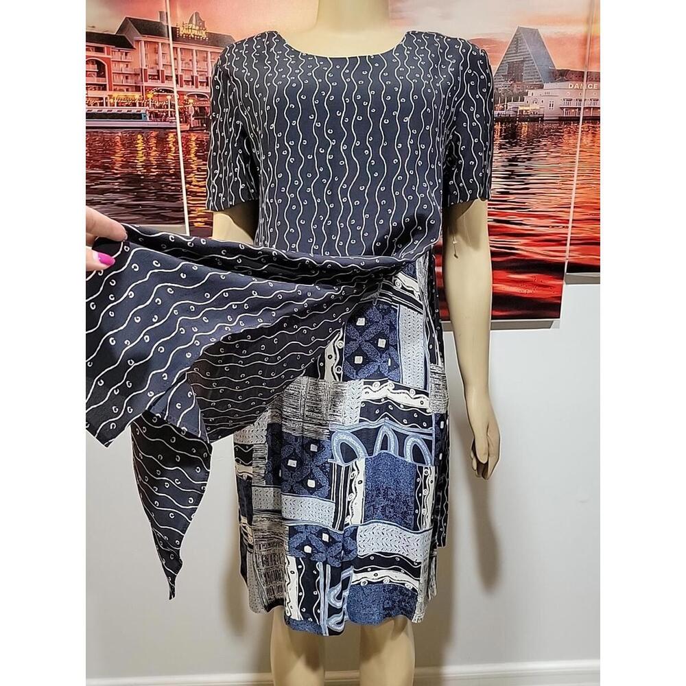 Liberty House Young Hawaii Vintage Women Size M Blue Overlay Dress #C